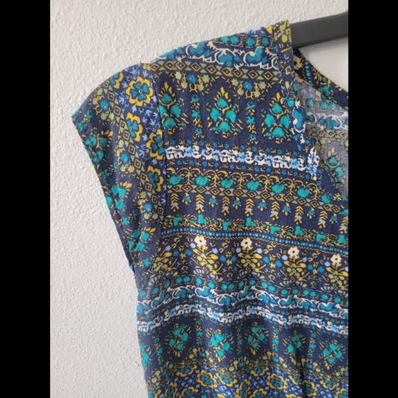 Mossimo Supply Co. Top, Blue and Gold Tribal Tie Front, Small - Picture 7 of 10